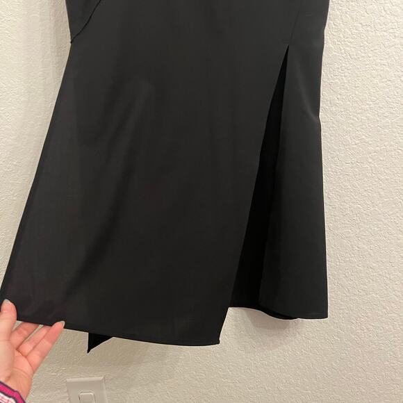 Helmut Lang Twisted Stretch Wool Skirt 6 Midi Grunge Office Siren Leather Waist - Picture 5 of 16